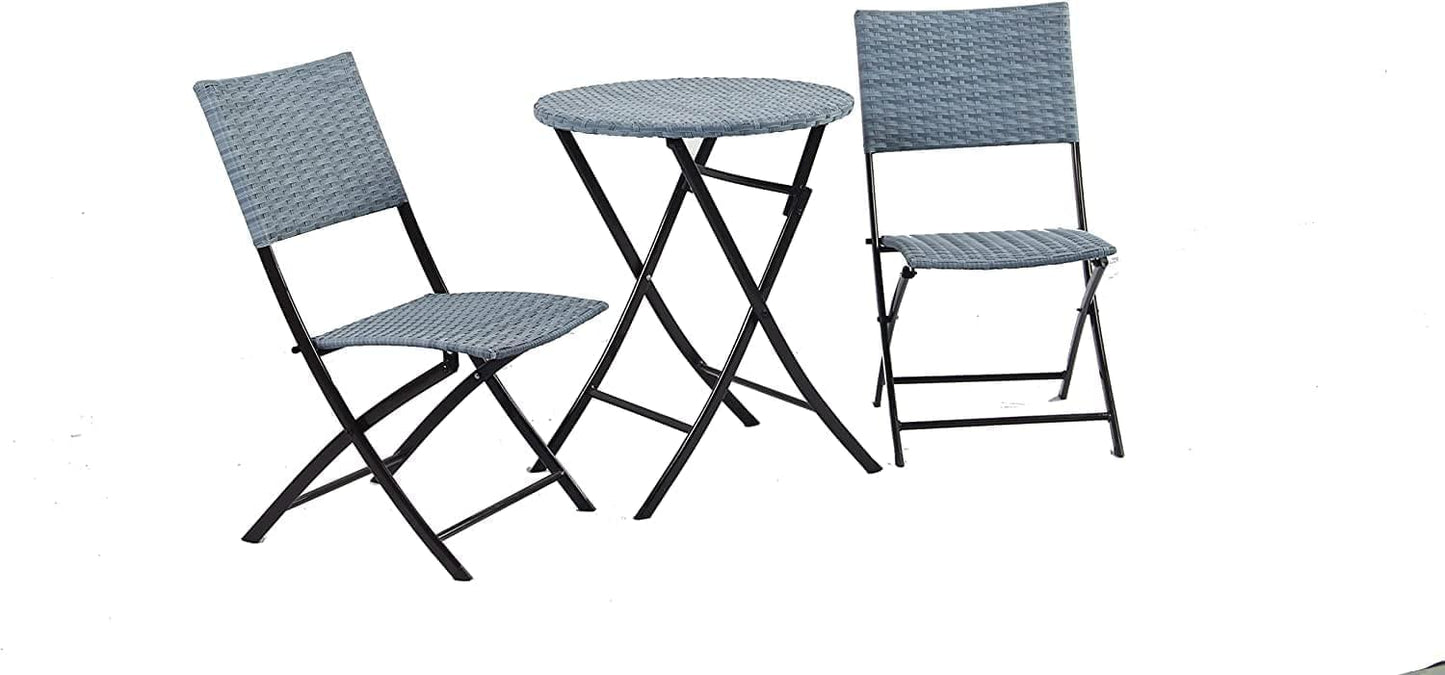 3 Pieces Rattan Wicker Bistro Patio Garden Outdoor Round Folding Table & Chair Set In 2 Colours HYGRAD BUILT TO SURVIVE