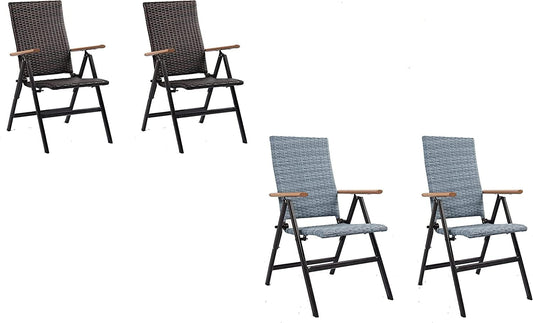 2 x Rattan & Aluminium Folding Reclining Garden Outdoor Indoor Picnic Arm Chair Seat Sun Lounger HYGRAD BUILT TO SURVIVE