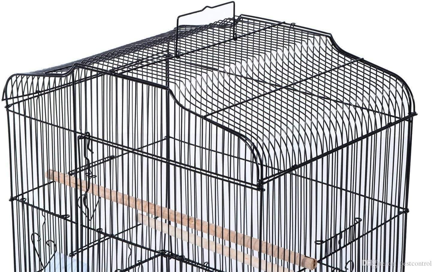 37" Rooftop Metal Large Bird Parrot Cage Carrier For Canary Budgie Cockatiel In Black & White (Black) HYGRAD BUILT TO SURVIVE