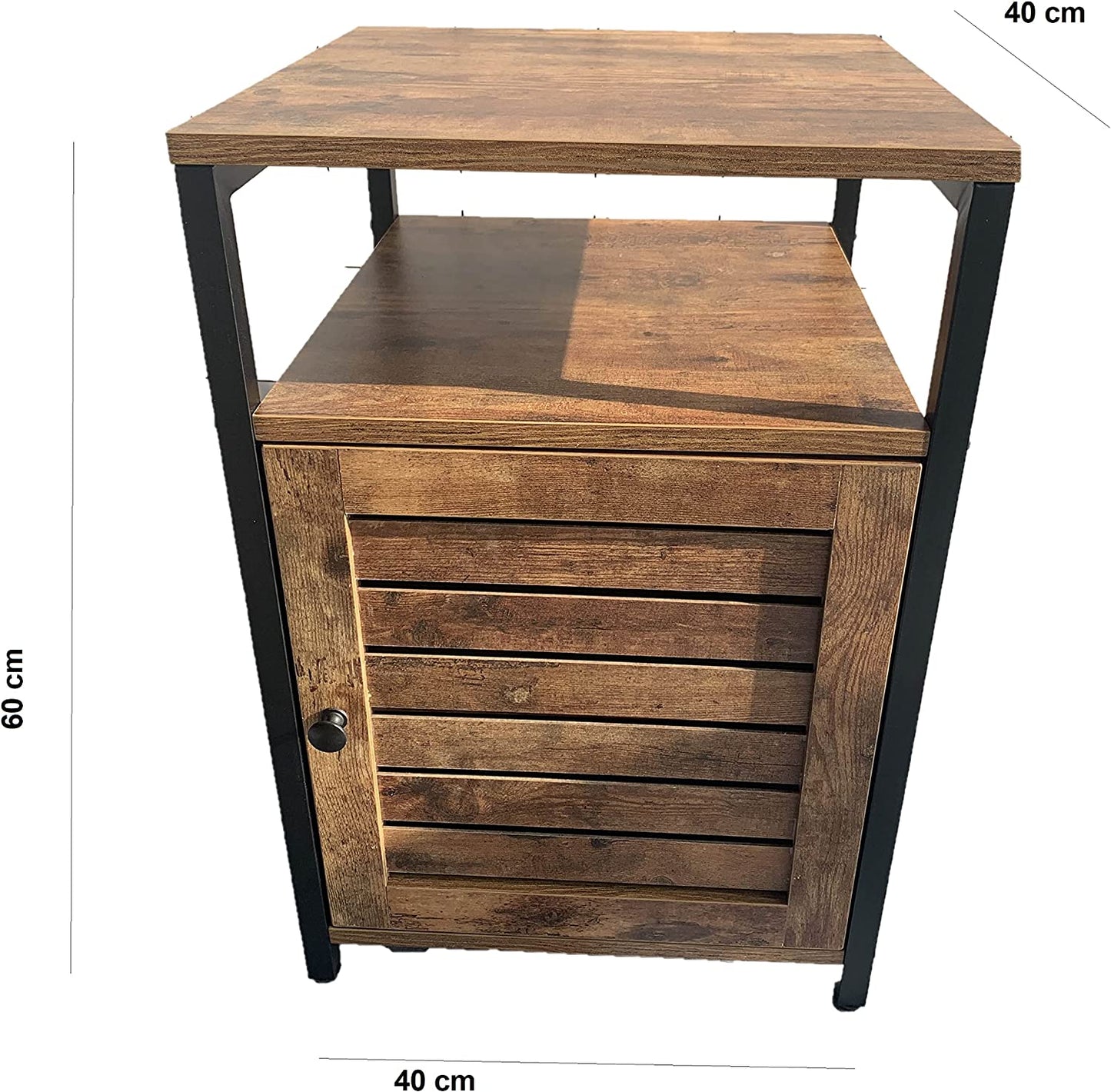 Industrial Style Wooden/Steel Rustic Bedside End Table Nightstand Shelf Cabinet With Shutter Door HYGRAD BUILT TO SURVIVE