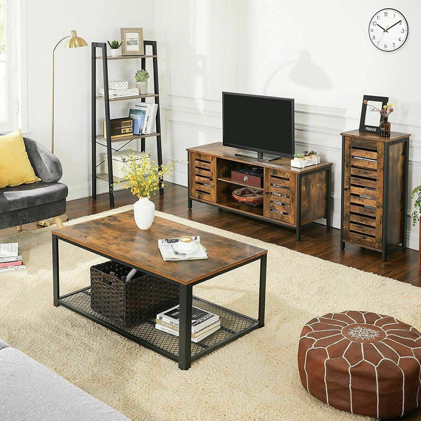Industrial Style Wood/Steel Nightstand Bedside End Table Bathroom Cabinet Shoe Rack With Shutter Door HYGRAD BUILT TO SURVIVE