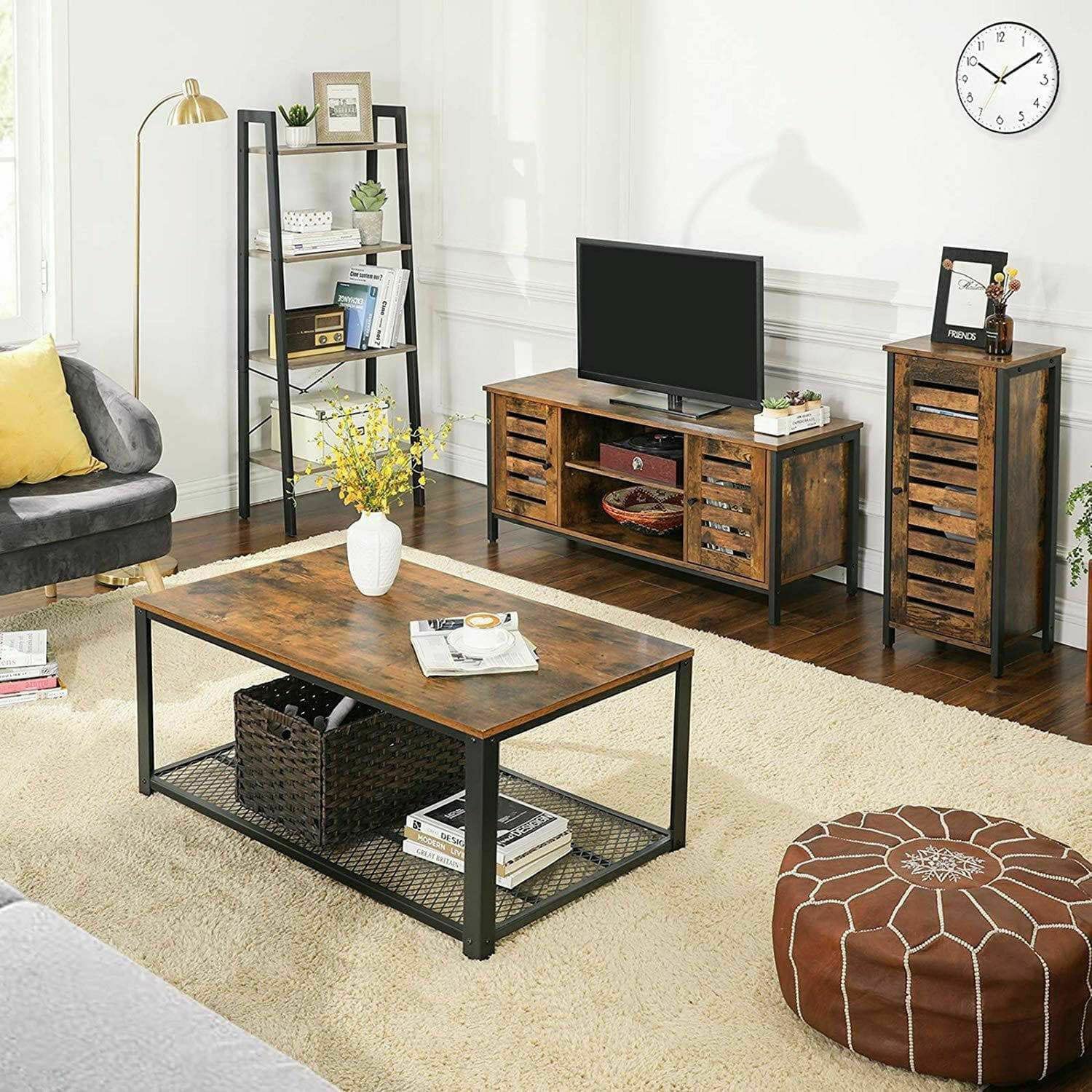 Industrial Style Wood/Steel Nightstand Bedside End Table Bathroom Cabinet Shoe Rack With Shutter Door HYGRAD BUILT TO SURVIVE
