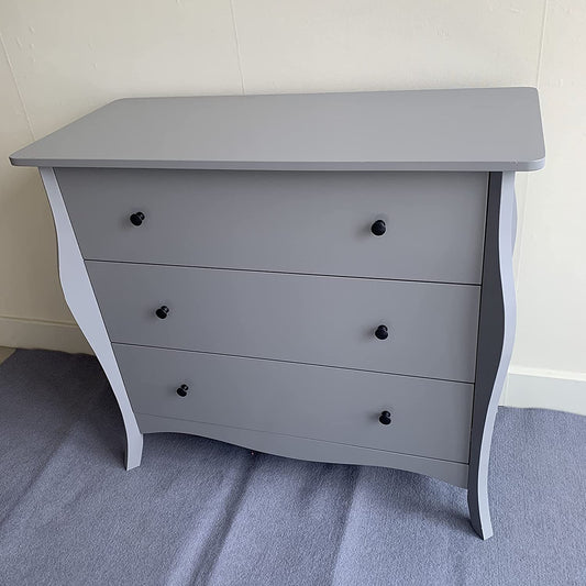 Large Shabby Chic Retro Chest of 3 Drawers Cabinet Hallway Bedroom Furniture In Grey Colour HYGRAD BUILT TO SURVIVE