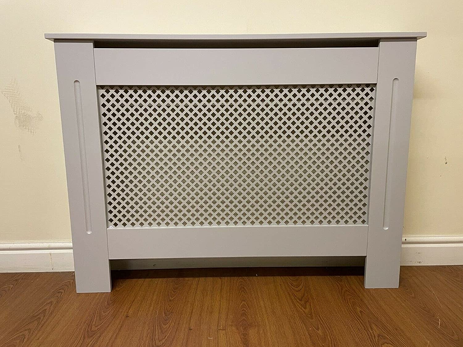 HYGRAD BUILT TO SURVIVE Free Standing Wooden MDF Central Radiator Heater Cover Grill Cabinet Shelf In White & Grey HYGRAD BUILT TO SURVIVE