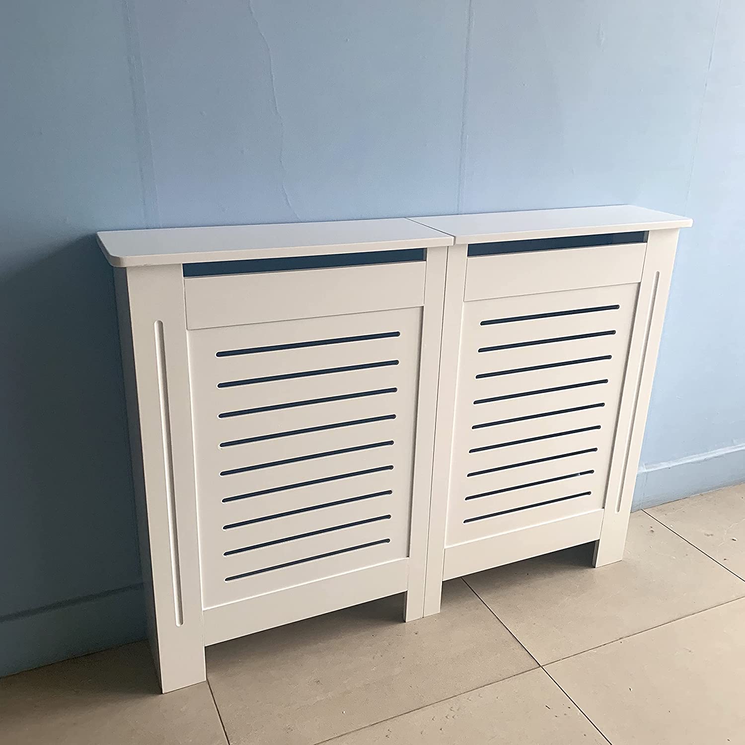 White Wooden Horizontal Slanted Radiator Cover Grill Cabinet Panel Shelf Hallway Furniture In 3 Sizes HYGRAD BUILT TO SURVIVE