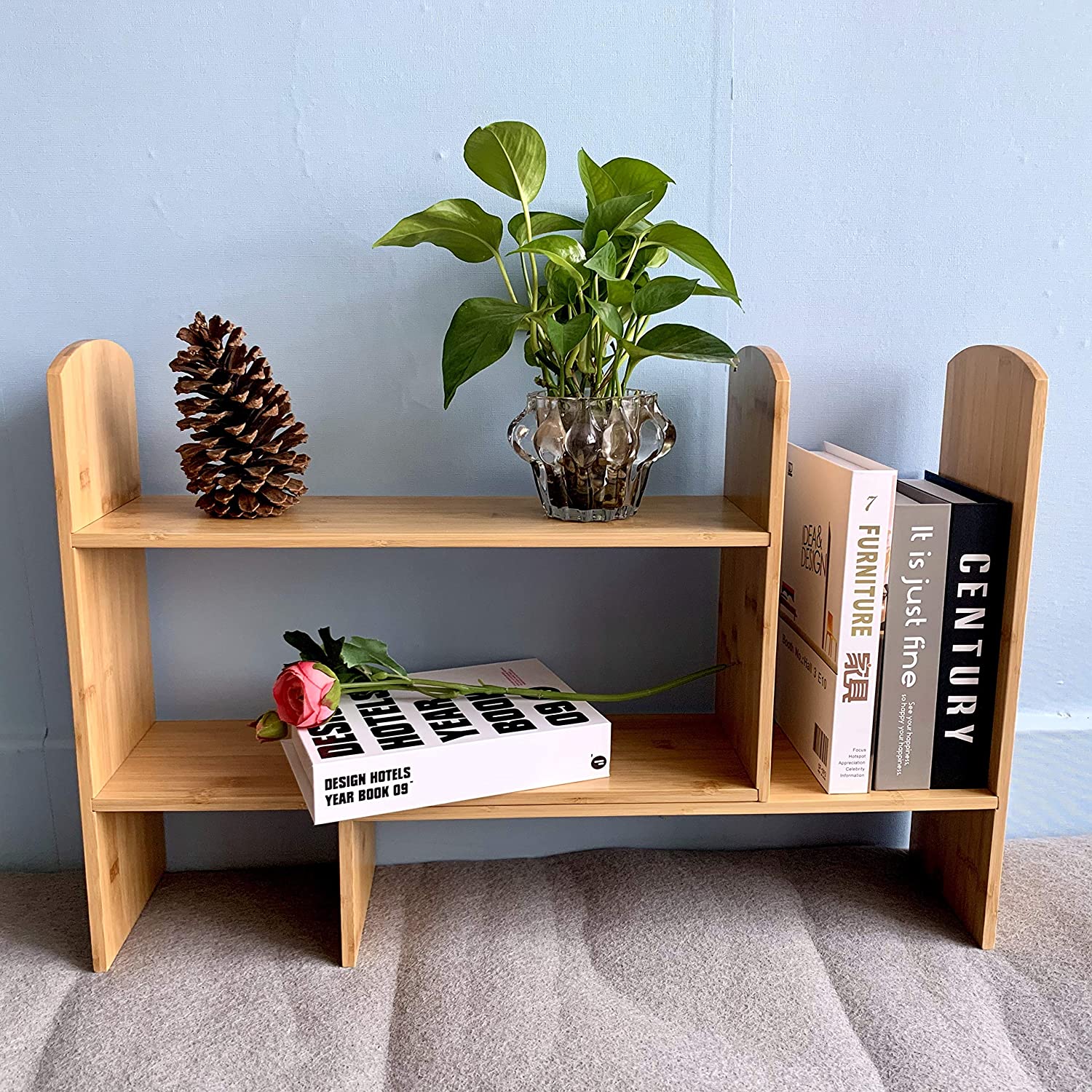 Hygrad Bamboo Desktop Expandable Organizer Desk Stand Bookshelf Display Storage Shelves for Office & Home HYGRAD BUILT TO SURVIVE