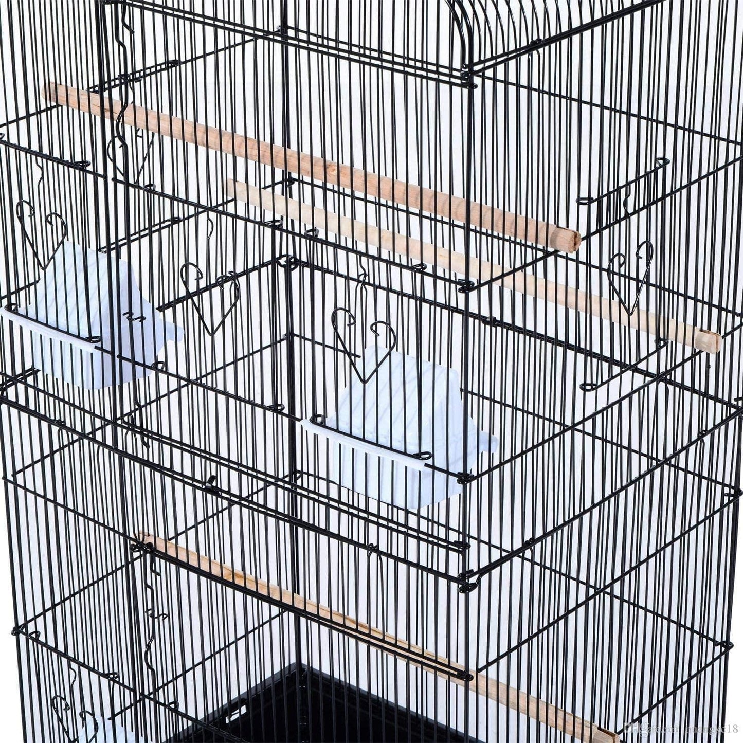 37" Rooftop Metal Large Bird Parrot Cage Carrier For Canary Budgie Cockatiel In Black & White (Black) HYGRAD BUILT TO SURVIVE