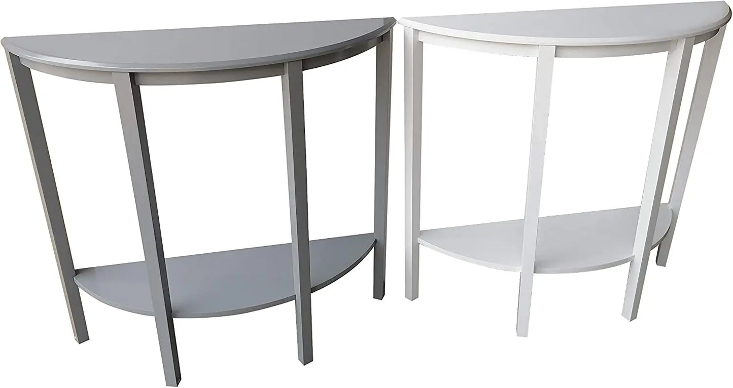 HYGRAD BUILT TO SURVIVE Half Moon Console Table Hallway 1 Shelf Storage Furniture Unit Table White/Grey HYGRAD BUILT TO SURVIVE